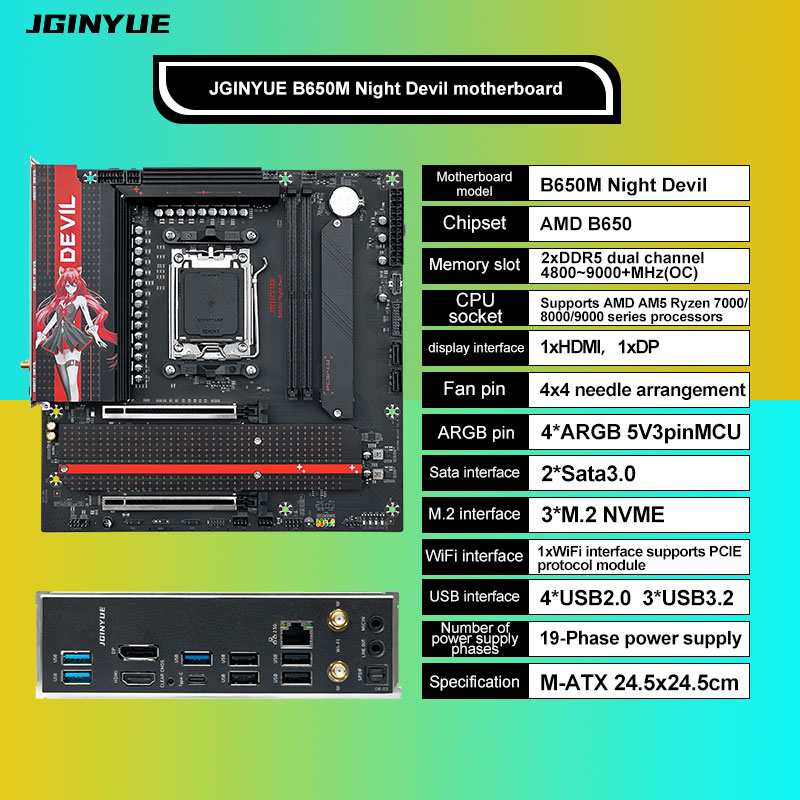 JGINYUE B650M NIGHT DEVIL 데스크탑 - X870E Atx Motherboard 리뷰 및 가격